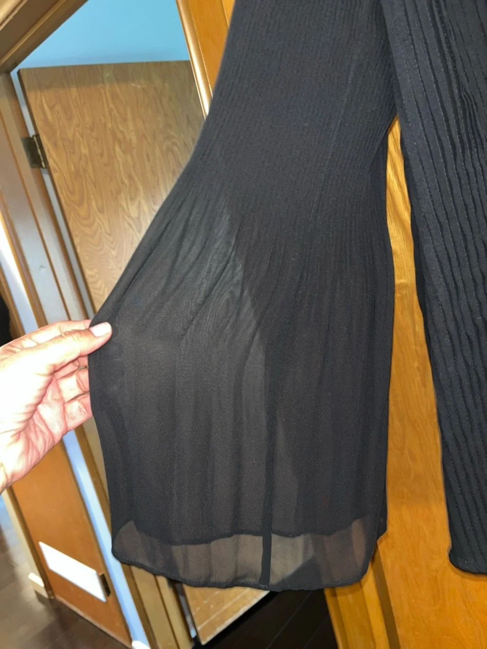 Bar III Black Sheer Open-Front Cardigan
